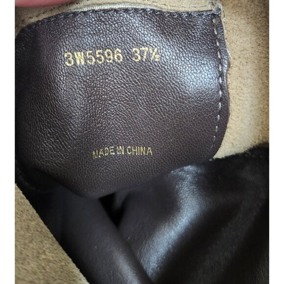 Prada Suede Mid Calf Moto Boots 37.5 Beige Taupe Leather Lined Lug Sole Side Zip - Picture 14 of 15